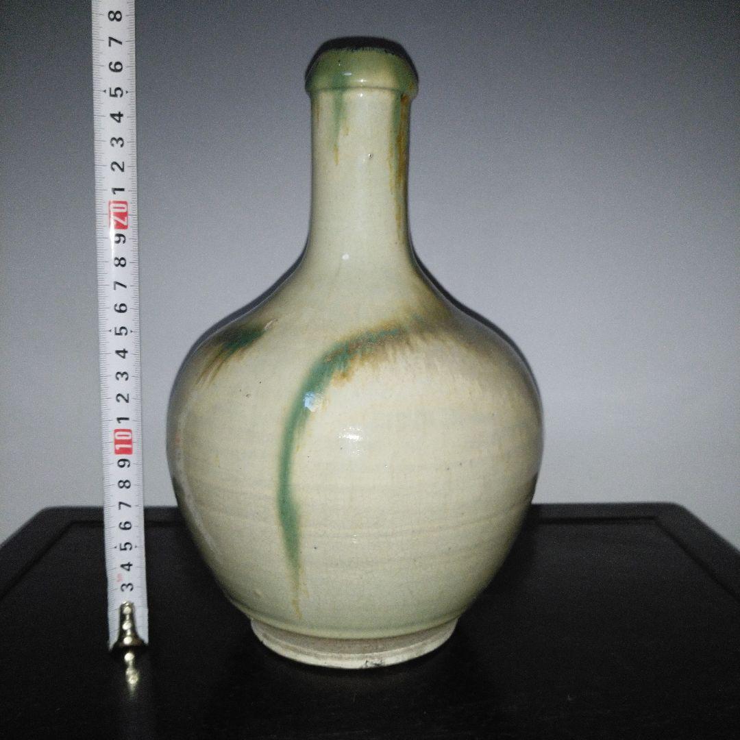 NO611 会津本郷焼　緑釉流し掛け徳利