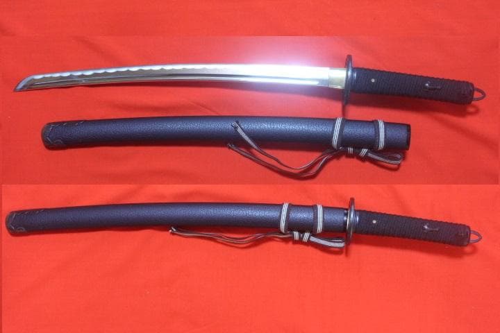 武蔵拵 小刀 二十四代 藤原兼房作 薄刃 栗形付 宮本武蔵 模造刀 ★中古品