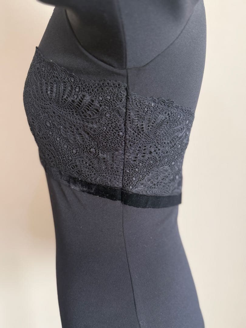 美品　Chacott チャコット　トップス　ベロアリボン　レース　黒