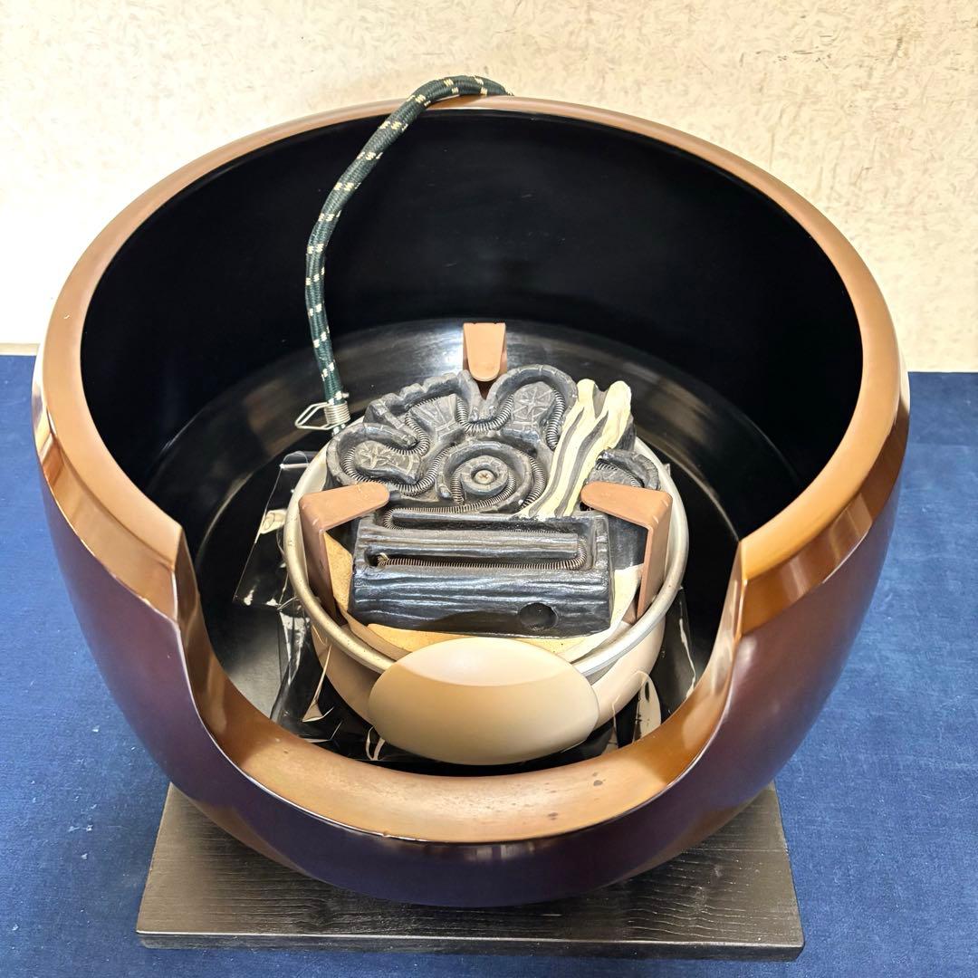 風炉/茶釜/電熱器/唐銅面取風炉/竹地紋筒釜/野々田電熱器/敷板/前瓦/底瓦