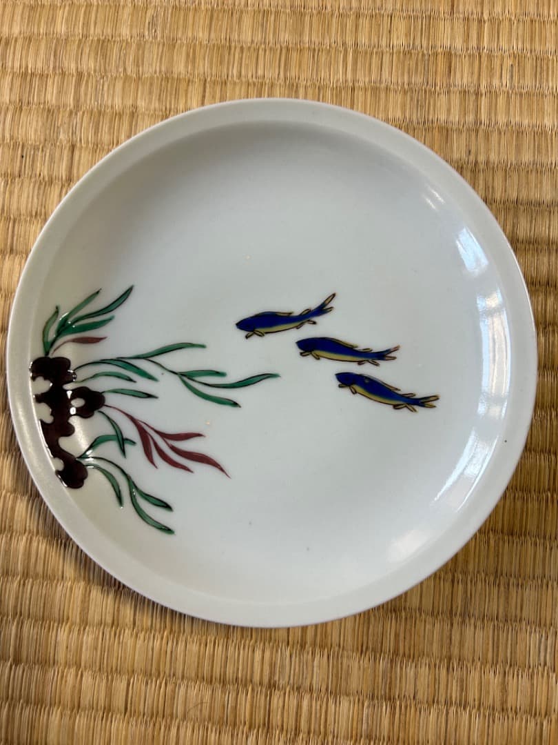 初代徳田八十吉　古九谷写絵変り中皿　5枚