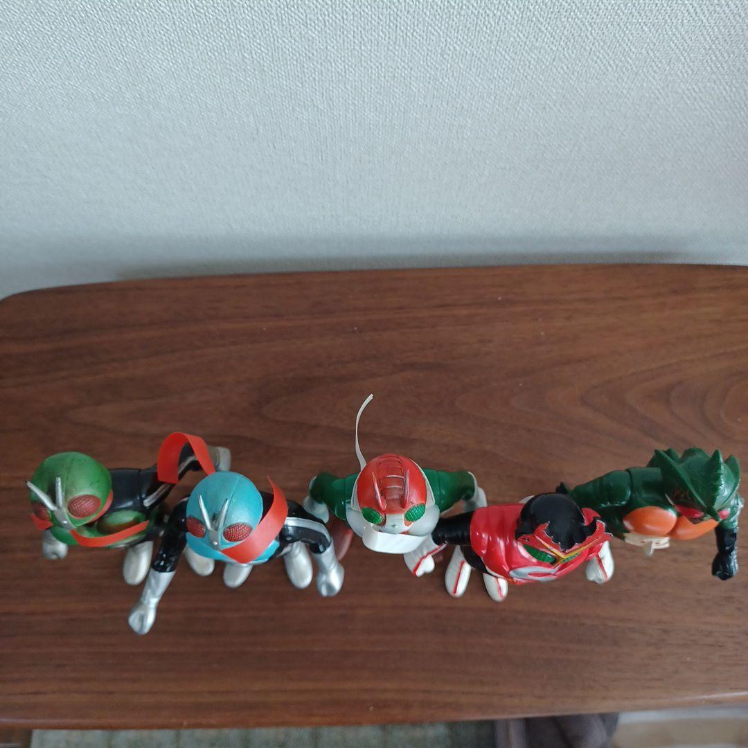 当時物　ポピー（バンダイ）製「仮面ライダー」希少ソフビフィギュア５体セット