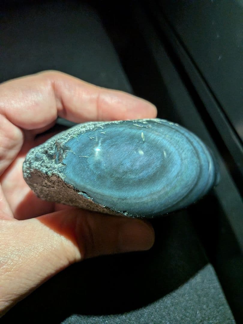 研磨品　十勝石玲瓏　複合色レインボーオブシディアン　特級品