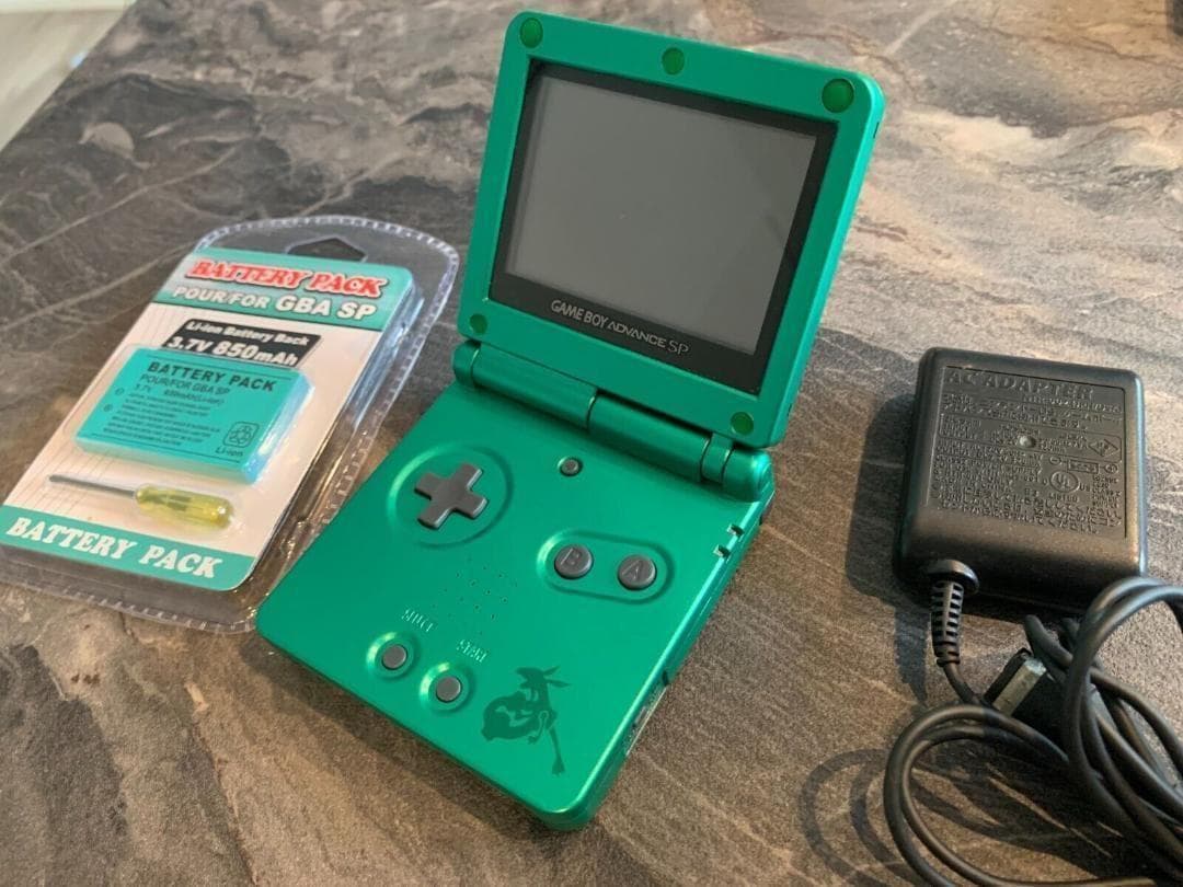 美品 シェル交換品 ゲームボーイアドバンスsp レックウザエディション