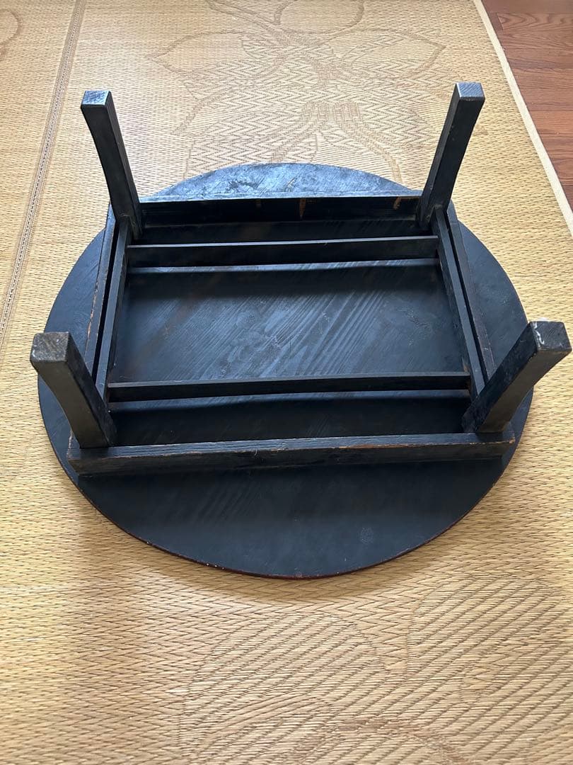 【古民家、和風アンティーク】ちゃぶ台　丸　漆塗り約75cm