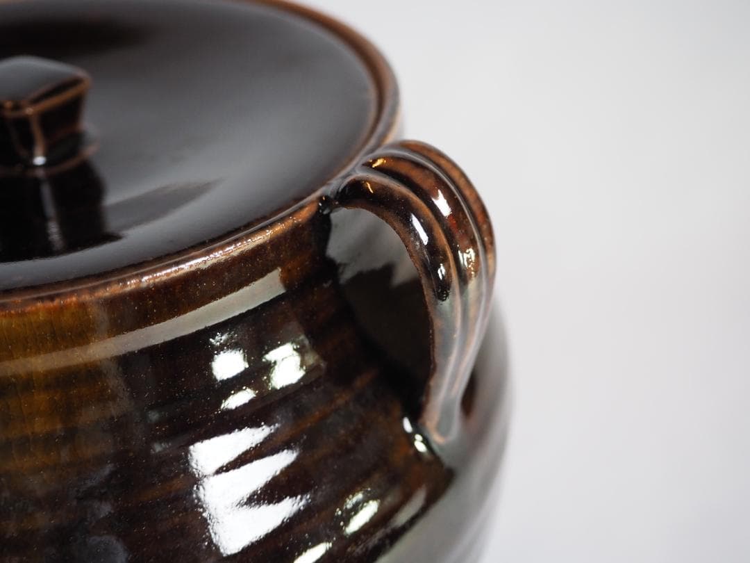 裏千家14世淡々斎宗室御書付『膳所焼笹耳水指』陽炎園岩崎健三造（共箱）