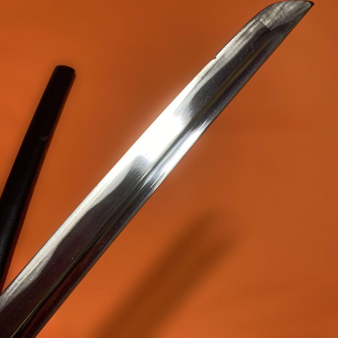 居合刀(刀袋付) 濃緑柄 竹笹木瓜鍔 黒梨地呂鞘