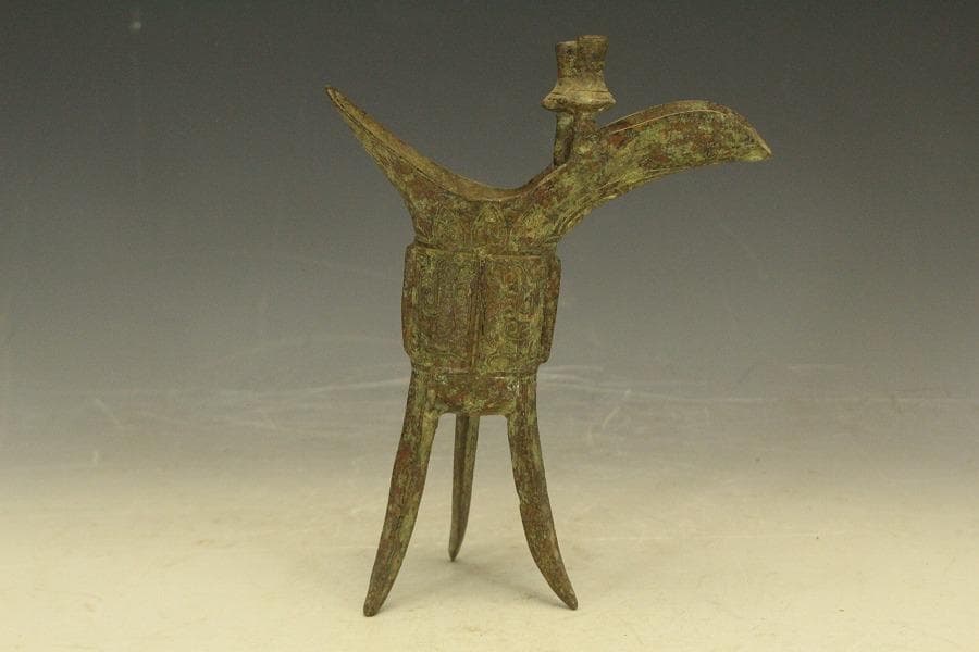 中国美術 青銅 爵(HA509)