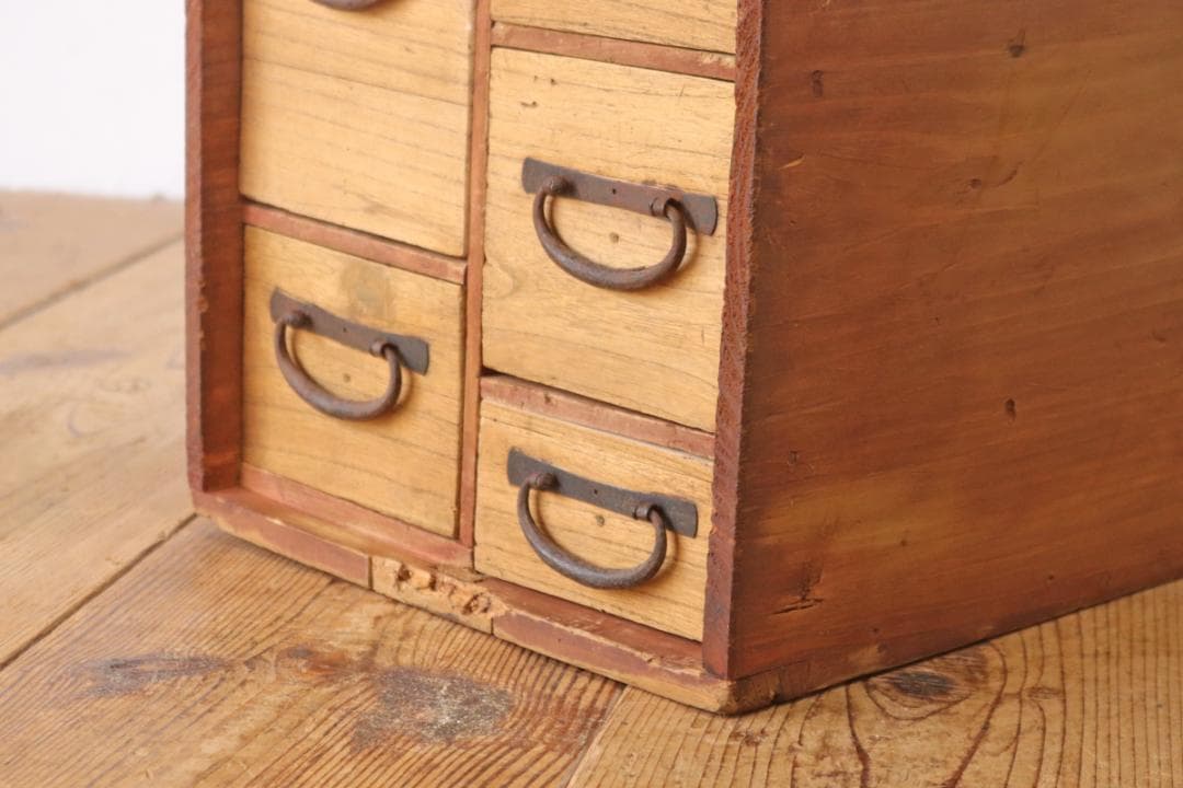 レトロ 卓上 小引き出し 抽斗 5杯 時代物 収納 小物入れ 木製 ヴィンテージ