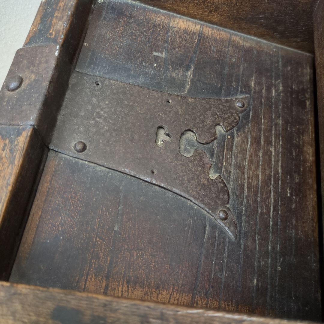 骨董　銭箱　鍵付き　木製　古民具　貯金箱　ぜにばこ　入れ物