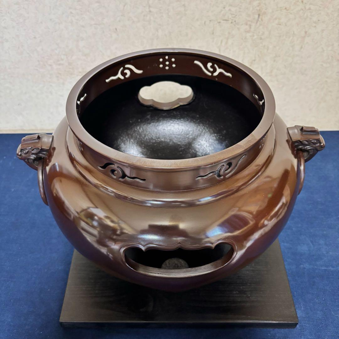 風炉/茶釜/電熱器/唐銅鬼面風炉/野々田製電熱器/敷板/茶道具/お点前道具