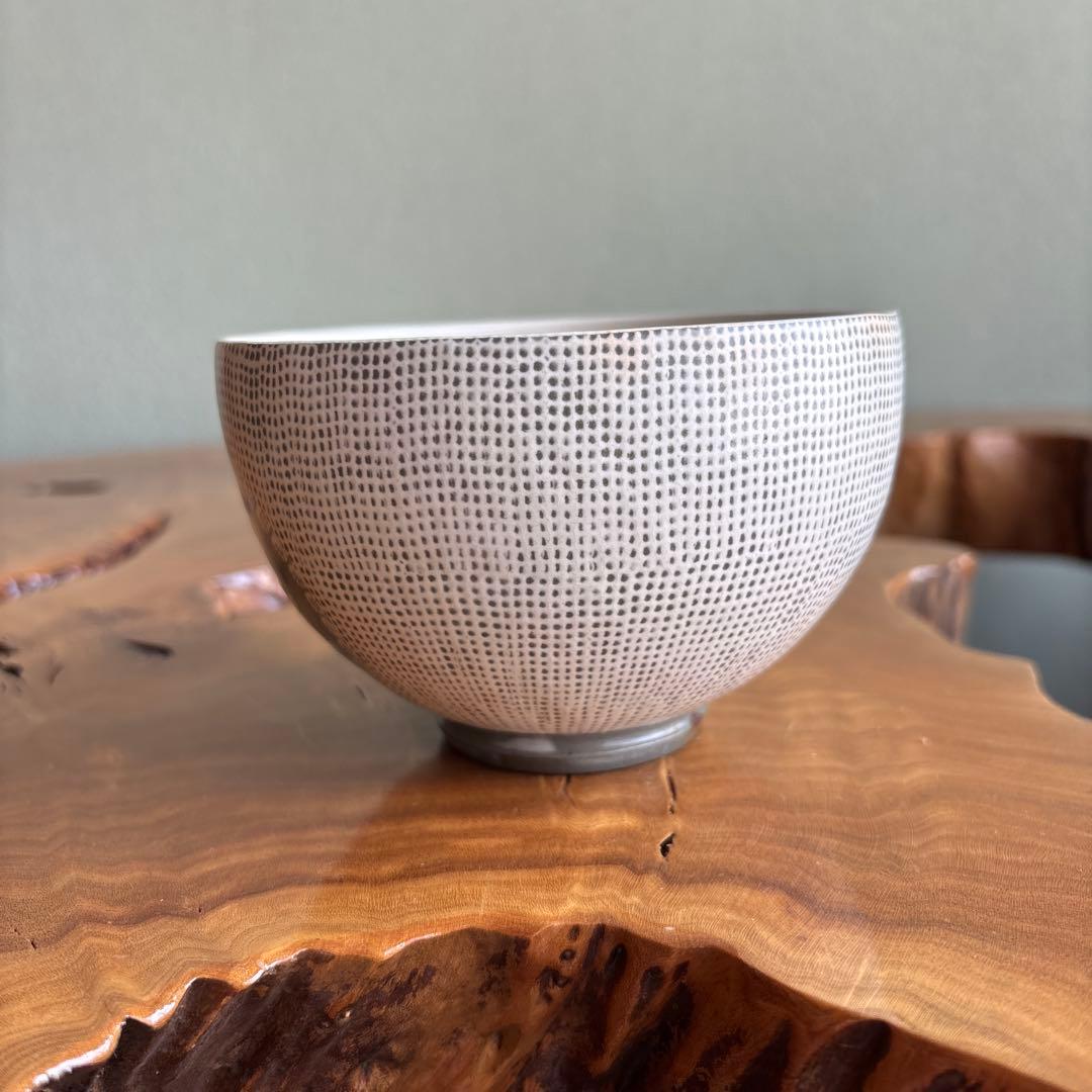 東湖窯 黄章洙作 兎図三島茶碗 抹茶碗 茶道具 共箱（45m）