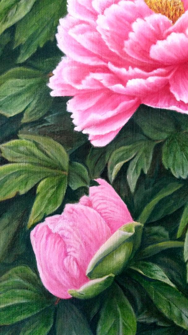 「牡丹」絵画 油彩画 油絵 植物画F12号 原画