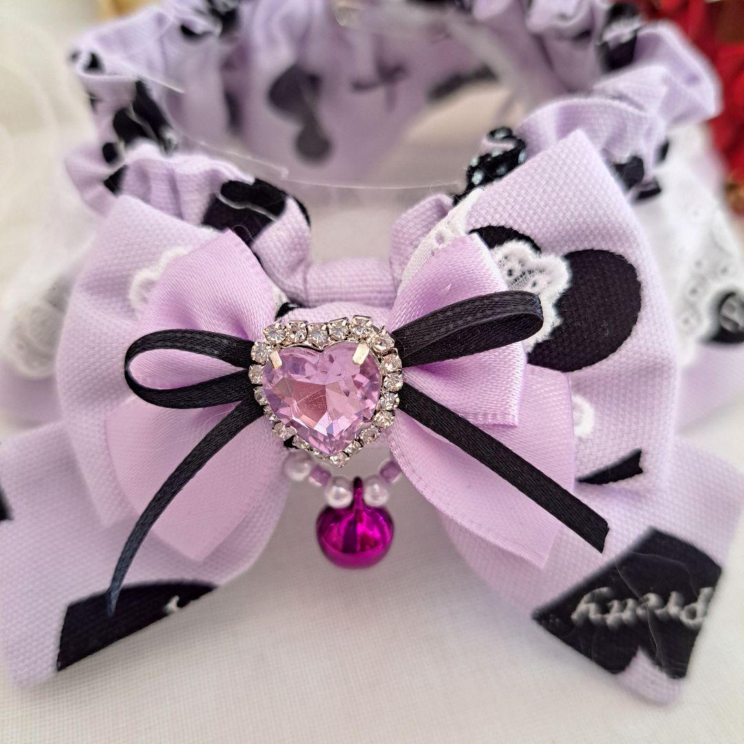 幅広シュシュバレンタインハート柄(パープル)わんちゃん猫ちゃん用