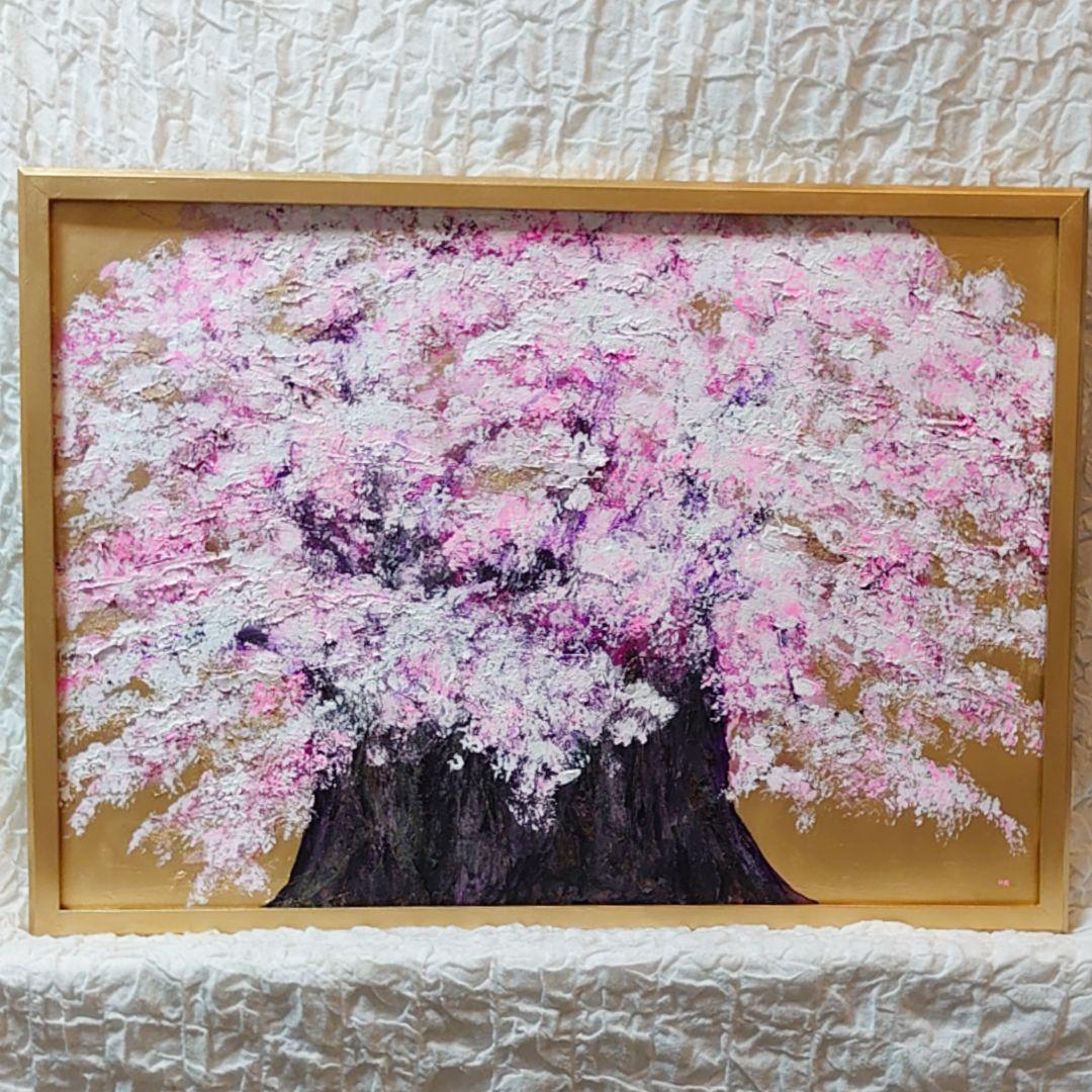 油絵 絵画 大桜【Ａ2】