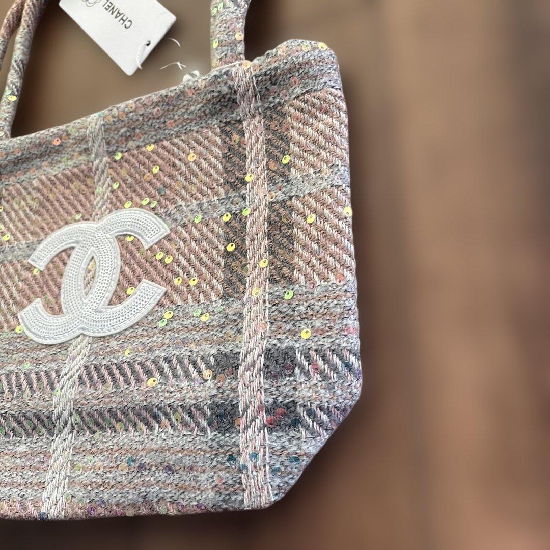 CHANELツイードトートバッグ　ピンク