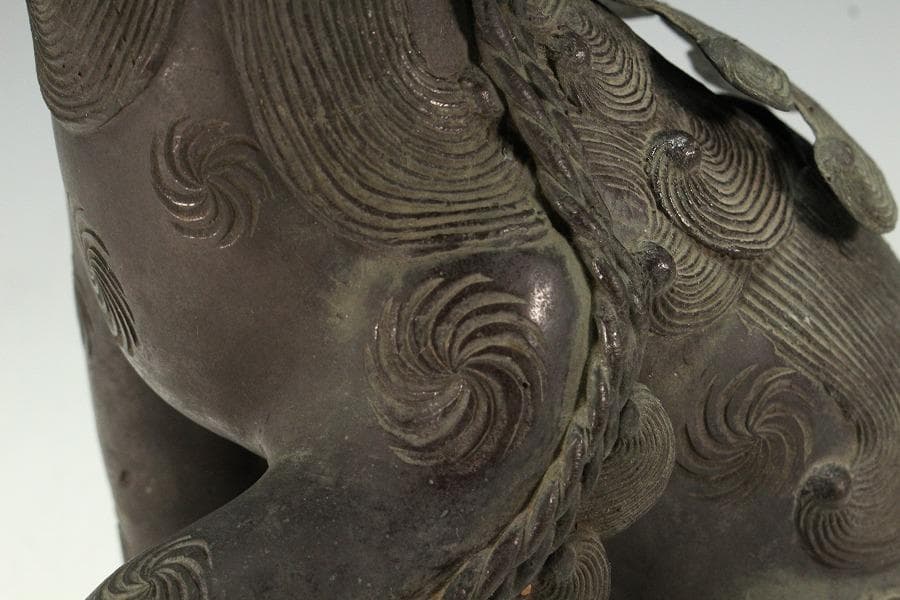 古銅 獅子 香炉 置物 時代物 骨董(K-YC451)