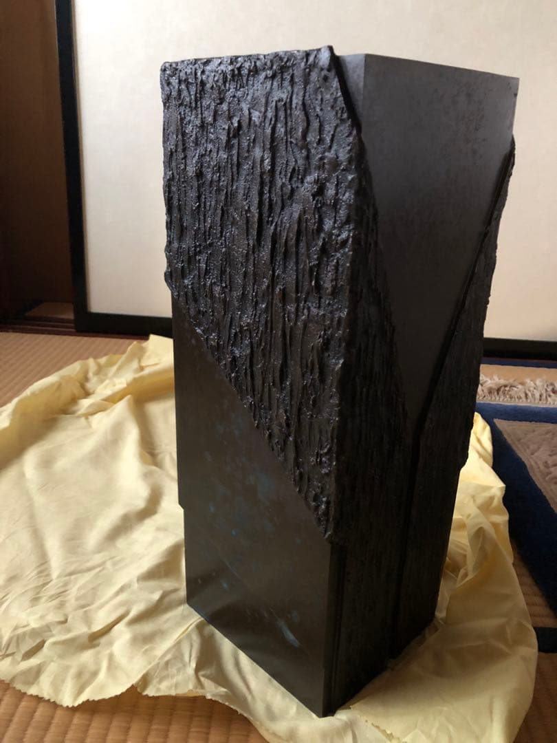 青銅　甃文花器　折原久左衛門　氏作　共箱入