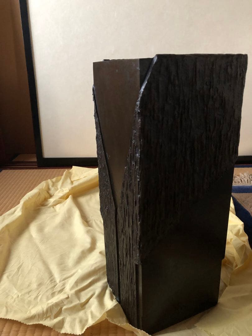 青銅　甃文花器　折原久左衛門　氏作　共箱入