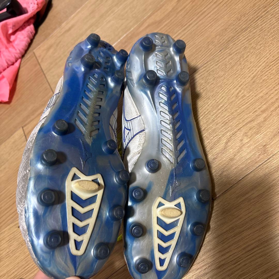 サッカーシューズ グレー/青/黄緑