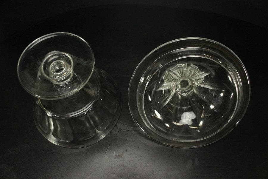 義山 ギヤマン 硝子 キャンディーボール 蓋物 時代物(ZE726)