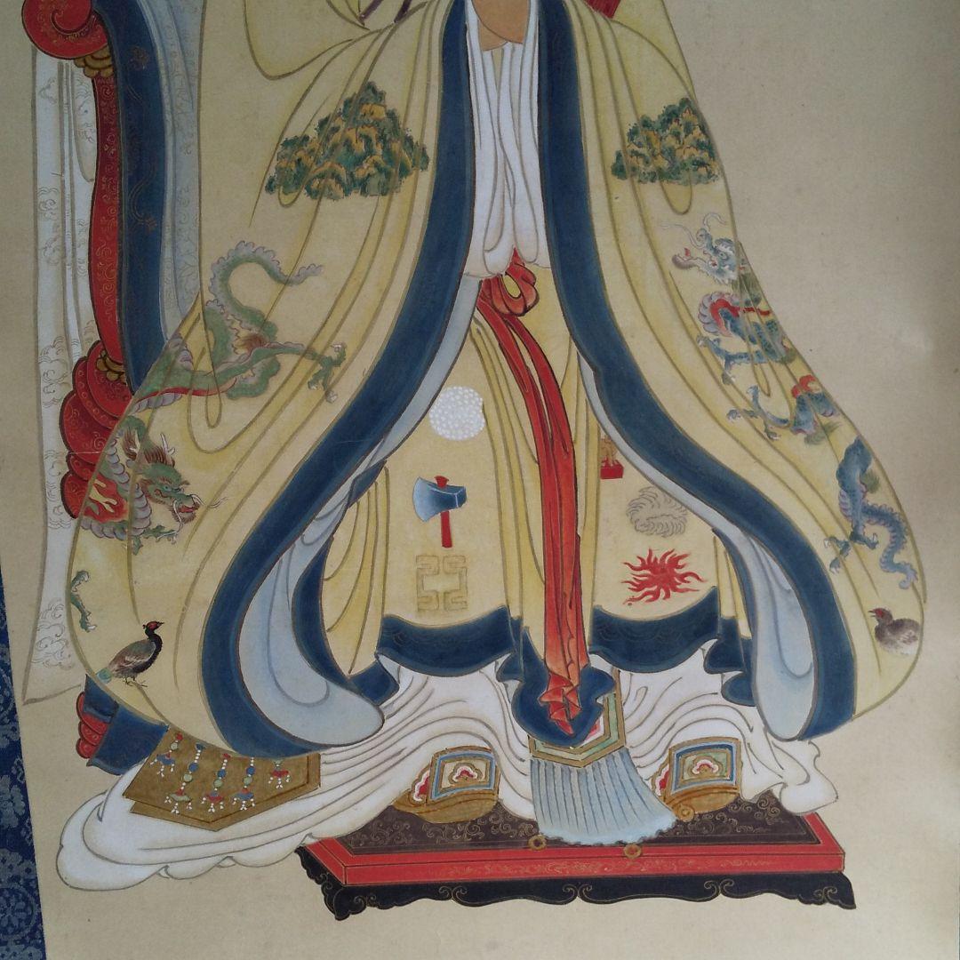 掛軸 中国 唐書 三國志 関羽天図    n20