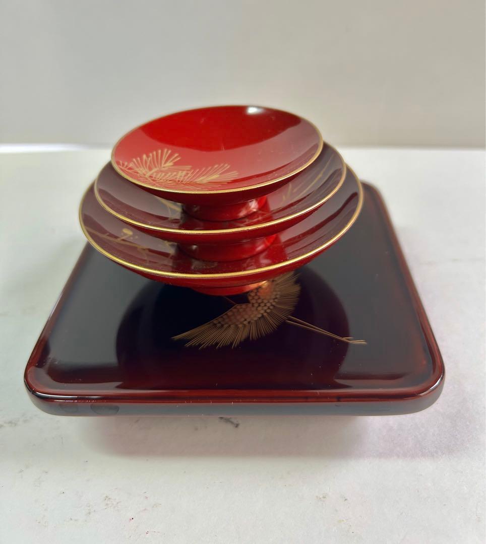 特選 越前漆器 お屠蘇器 立山作 天然木 沈金 蒔絵 箱入り