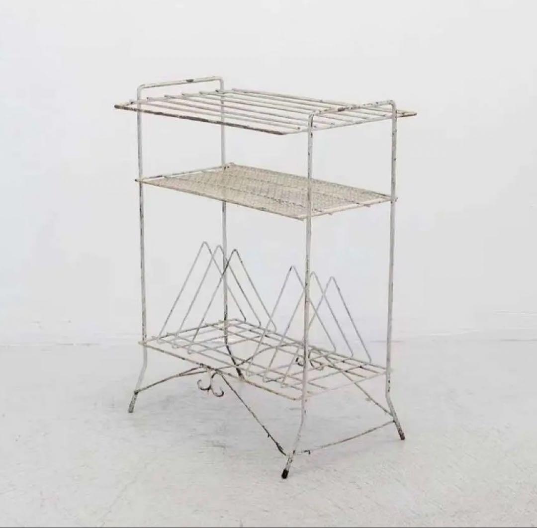 フランス製 ヴィンテージ アイアンラック 1950年代 CDラック レコード収納