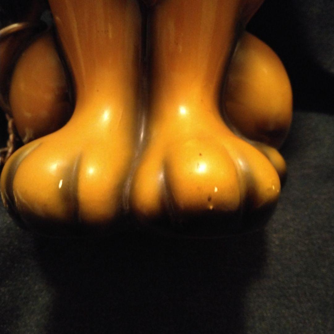 昭和レトロライオン型陶器製特大貯金箱　ビンテージ雑貨 チェーン付き