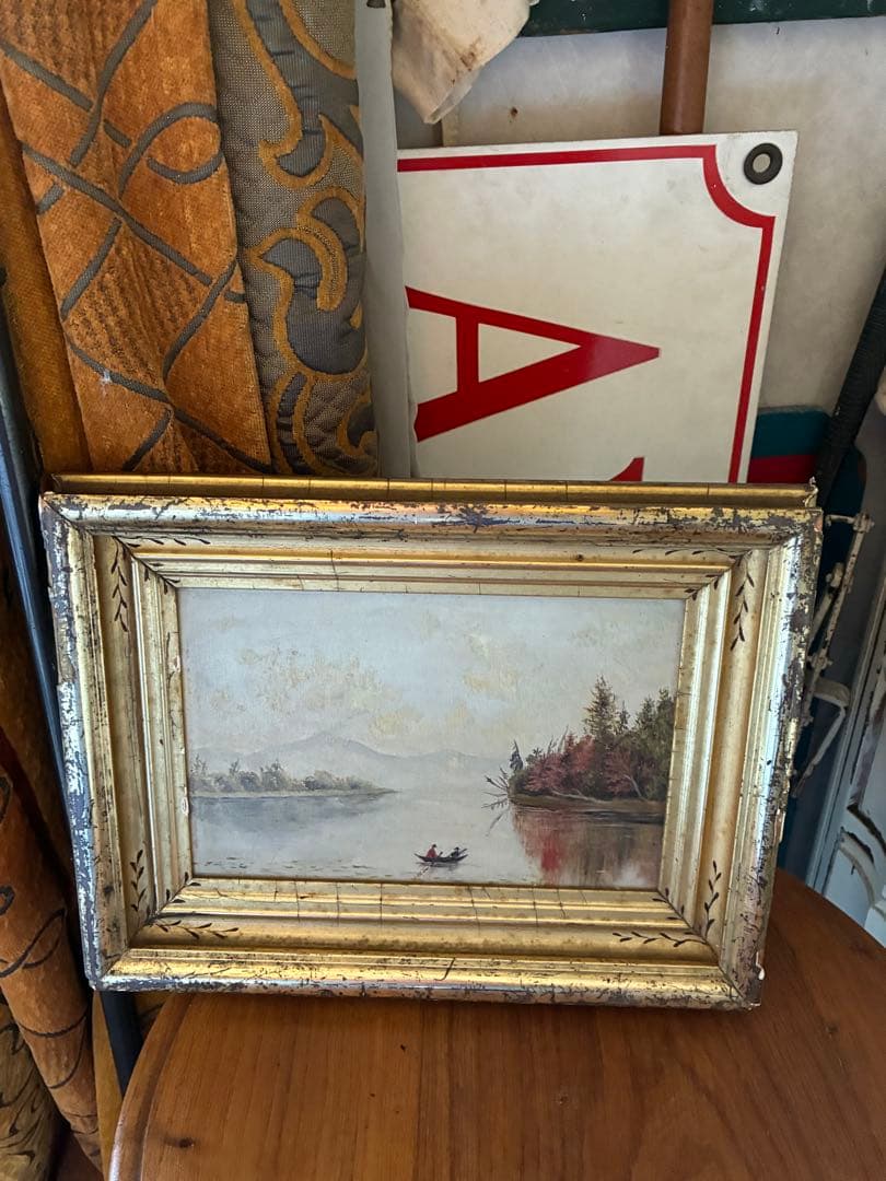 アンティーク　絵画　油絵　額付き　インテリア　装飾　1800年代　アメリカ