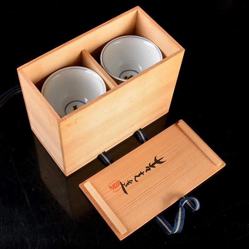 九谷焼　堀江青光作　色絵唐子文　波出茶碗　10客　共箱　V　6232C