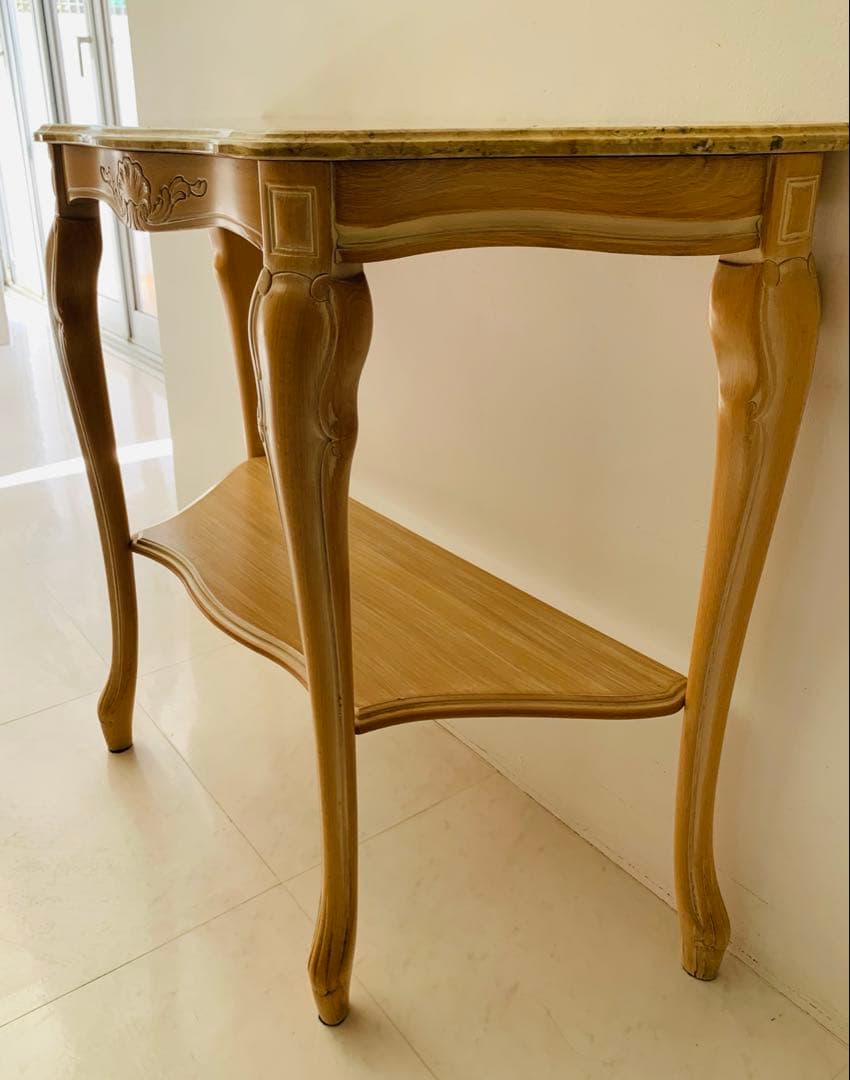 美品】イタリア製 輸入家具ガリンベルティ コンソールテーブル 大理石 猫脚 象嵌