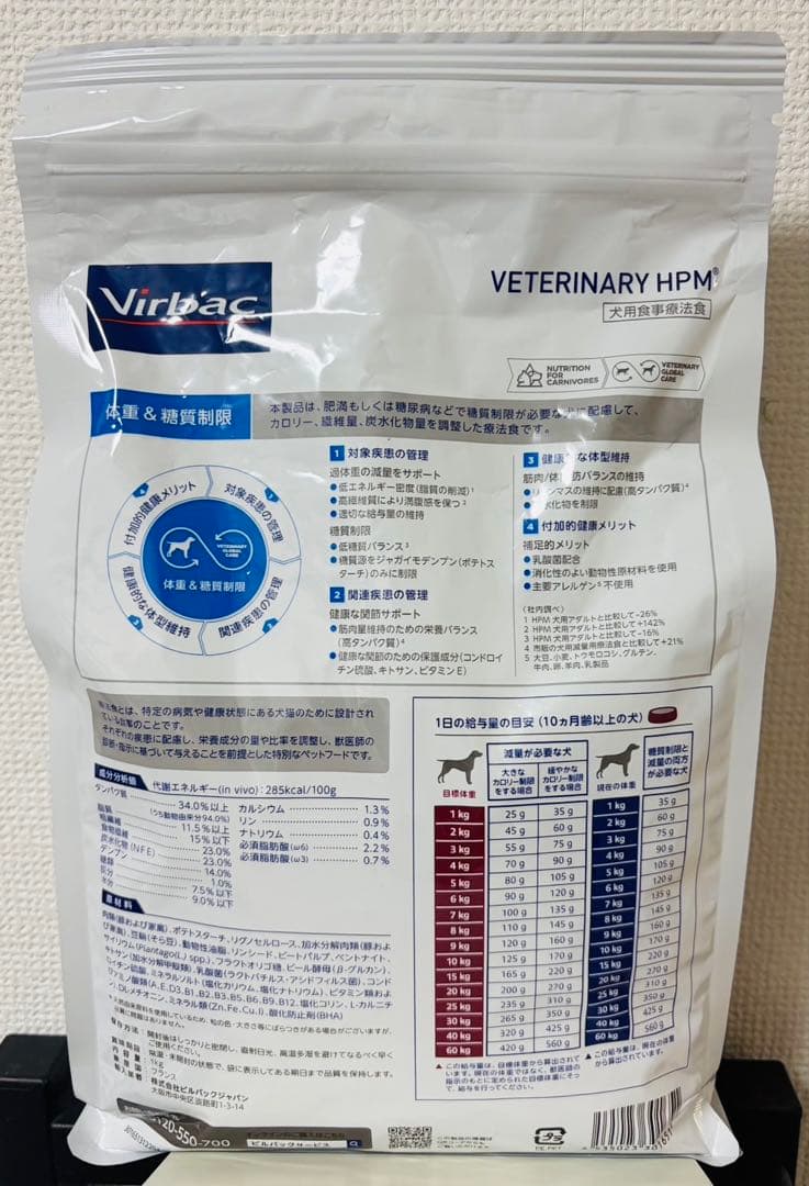 大特価12袋 Virbac W 体重管理用ドッグフード 1kg ビルバック