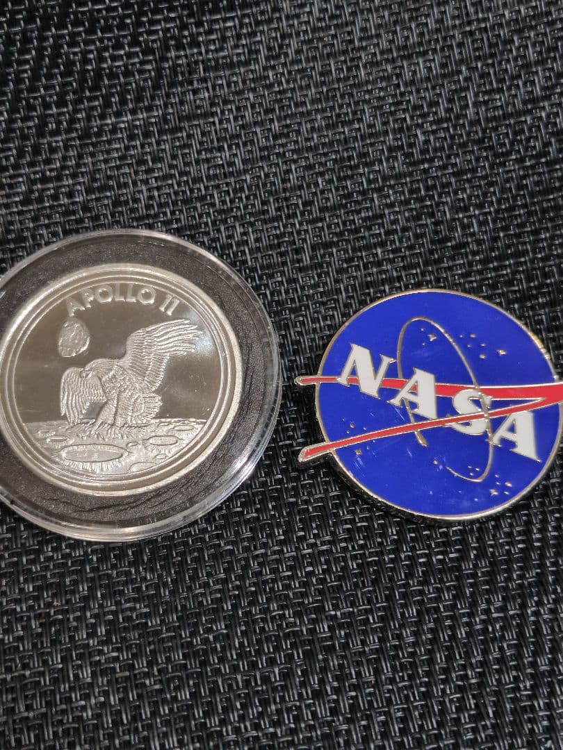 アポロ11 50周年記念シルバー＆NASAバッジマグネット
