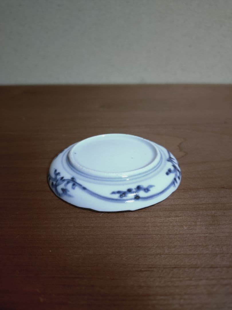 古伊万里 染付 蛸唐草紋 輪花 豆皿 手塩皿