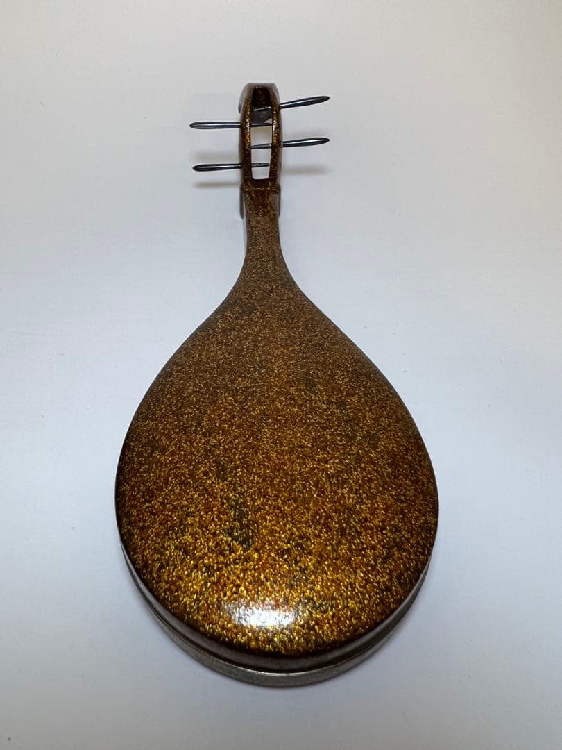 香道具 超絶技巧の時代漆芸　明治時代 本金蒔絵琵琶形香合 時代箱 香道具　金蒔絵