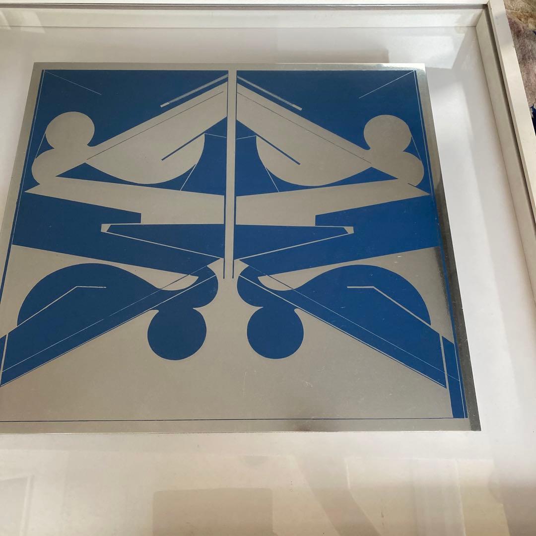 川島猛アート　アルミ作　BLUE and WHITE