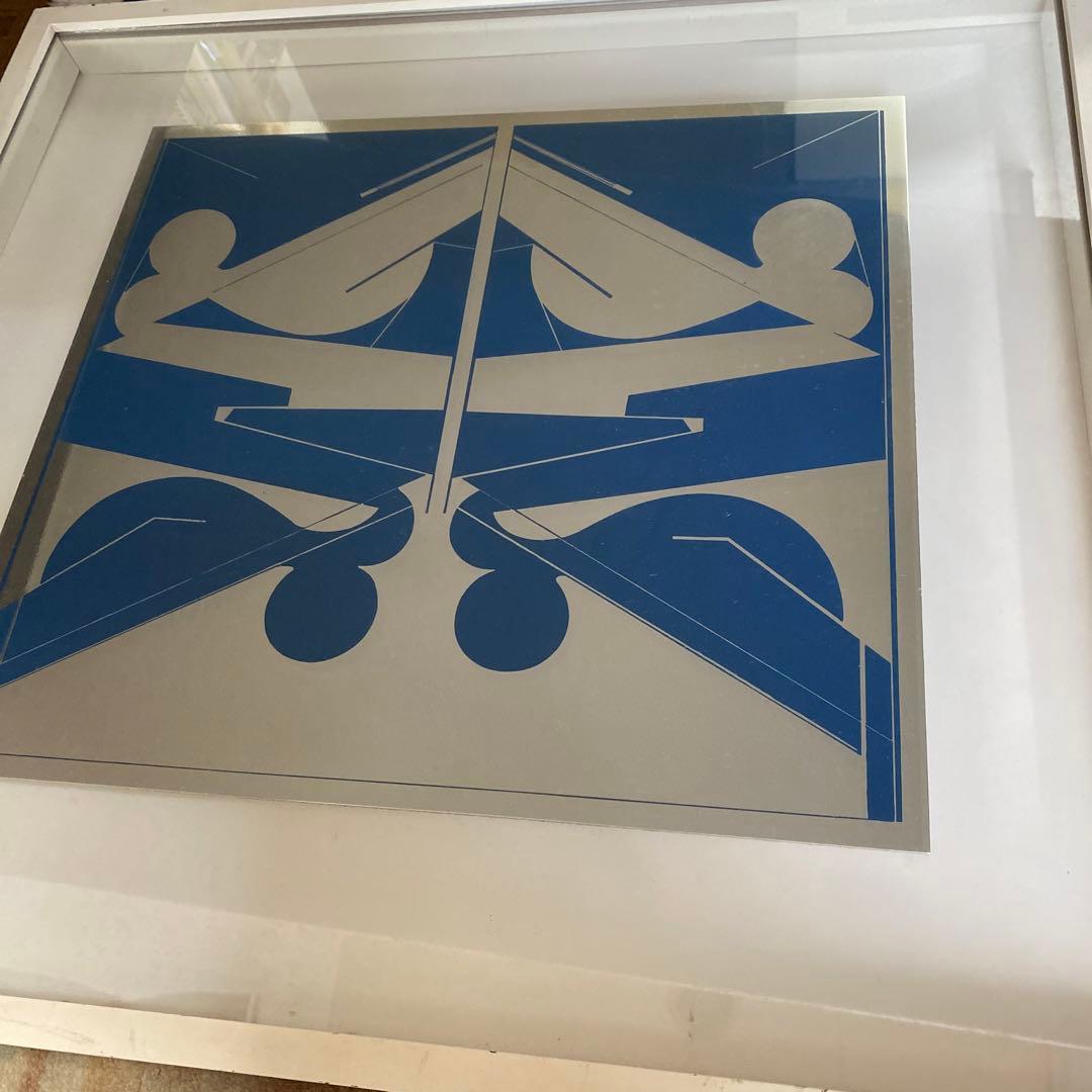 川島猛アート　アルミ作　BLUE and WHITE