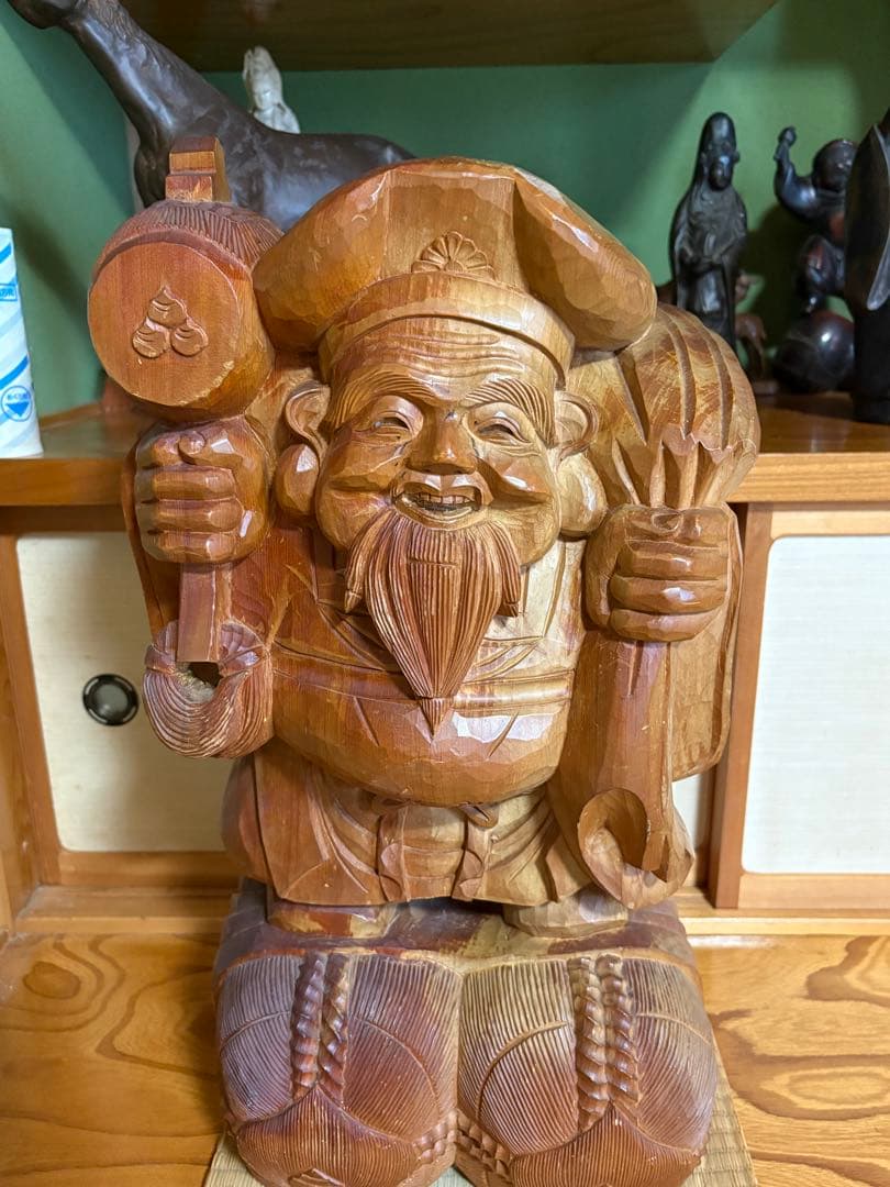 木彫り　大黒天　置き物　開運　縁起物