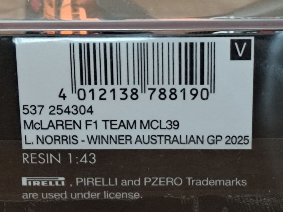 ミニカー McLaren F1 Team MCL39 Lando Norris 2025