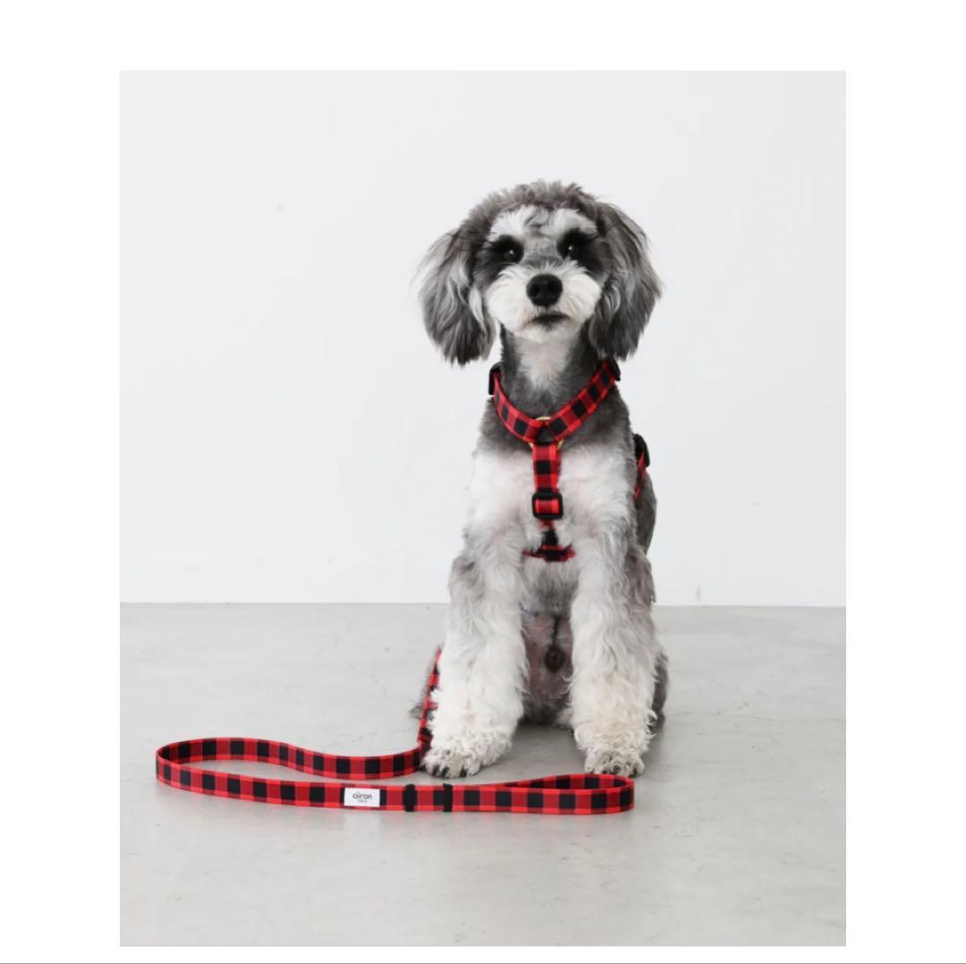 ciiron 赤黒チェック ハーネスリードセット　サイズS