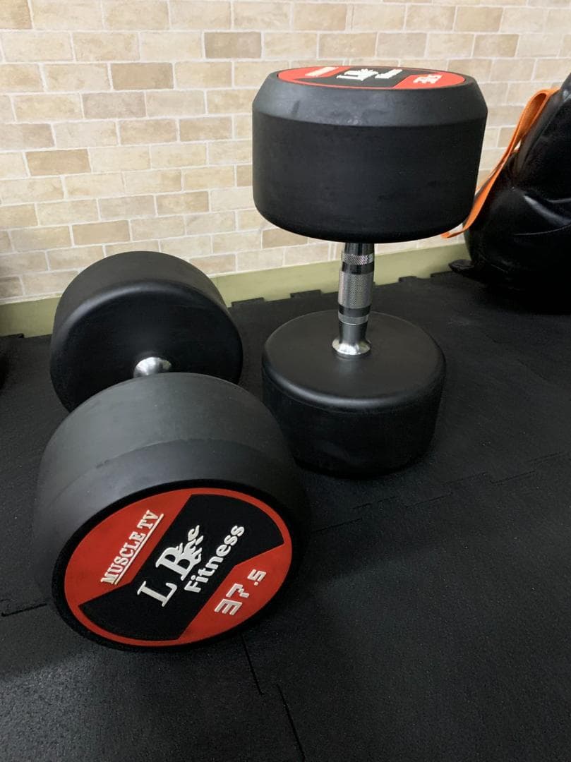 訳あり　30％割引　処分ラバーダンベル　37.5㎏　2個