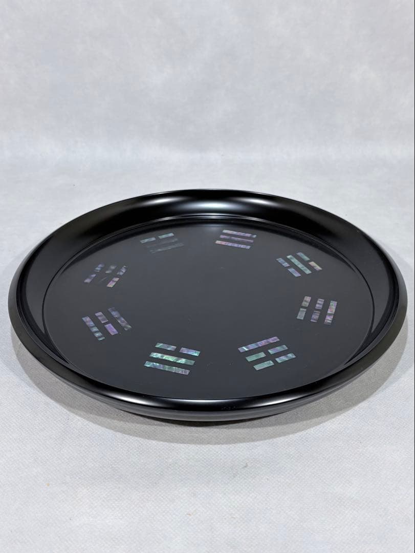 木製　黒真塗 貝入八卦盆　美品　茶道具　送料込