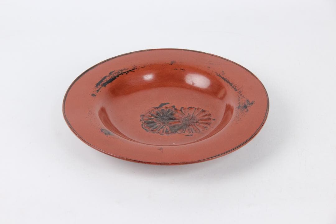 木製漆塗 根来 丸盆 煎茶盆 仏教美術 唐物 独酎盆 酒器盆 ED11-31