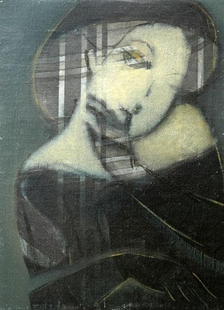 油絵 絵 絵画 インテリア 額付(黒) F4-052313 人物 女性像