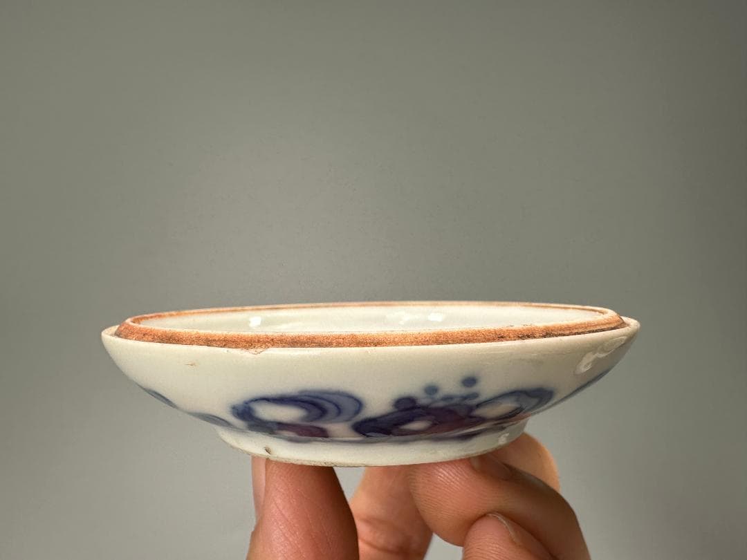 中国美術　清朝　清時代　大清康熙年製　青花人物図香合　染付　蓋物　時代　古物唐物