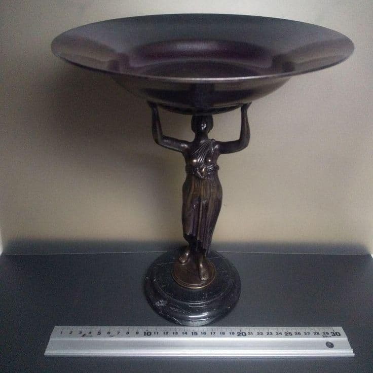 ◎西洋アンティーク ブロンズ像 (小物入れ) 置物 ミッドセンチュリー