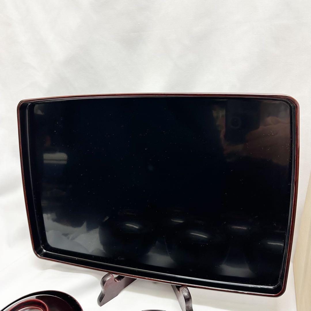 未使用 輪島塗 吸物椀 5客セットとお盆 艶消し 溜蝋色 希少 共箱付 高級品