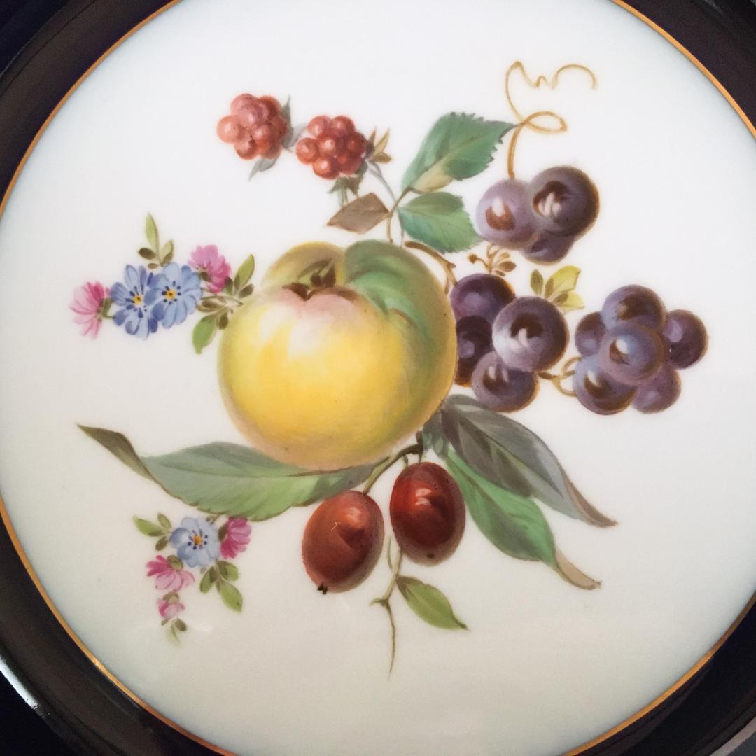 マイセン 金彩 果実文 フルーツ コバルト 絵皿 プレート直径 17センチ ⑥