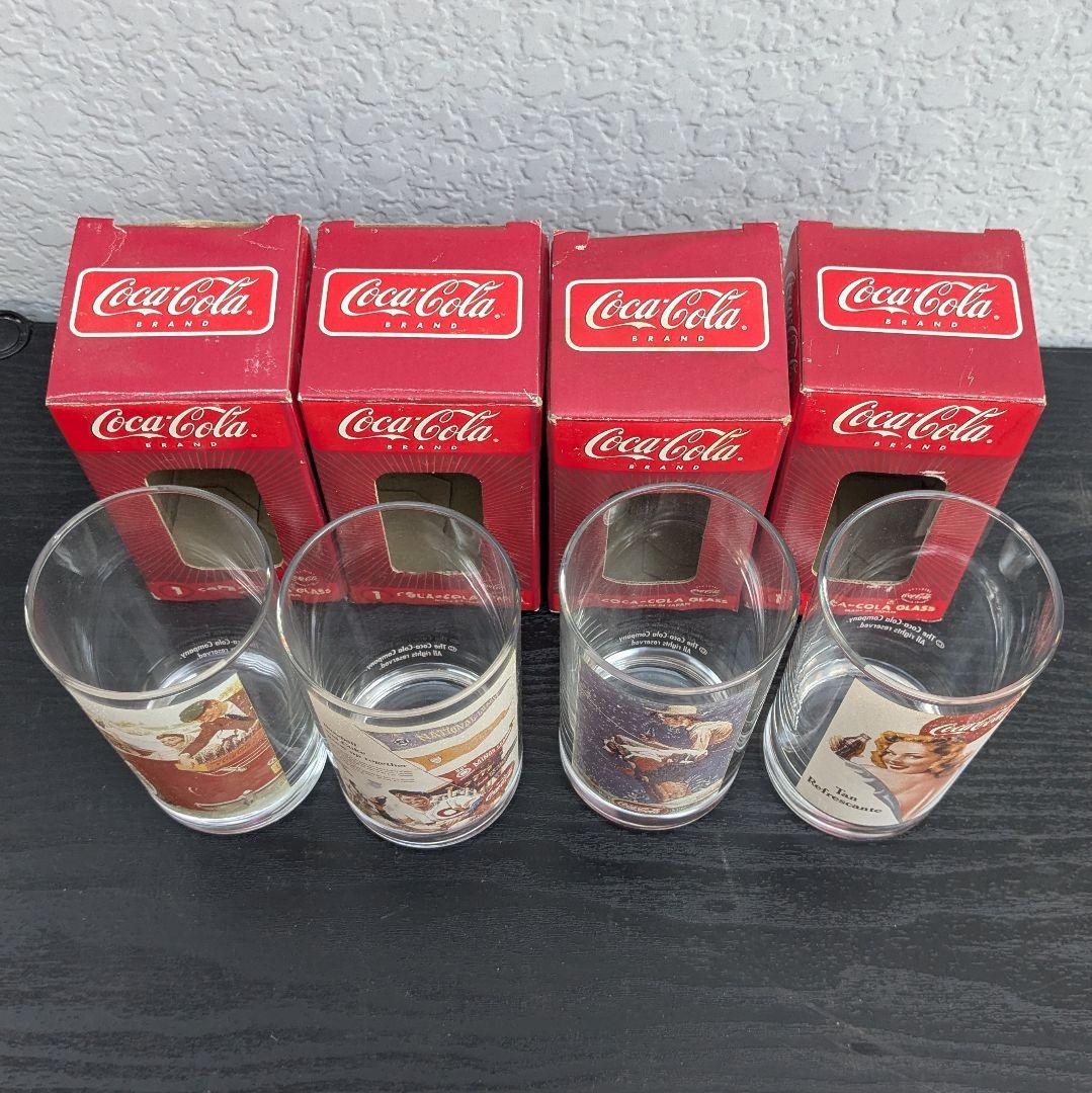 コカ・コーラ グラス4個セット 当時物 消費税5％表記 レトロ 広告デザイン